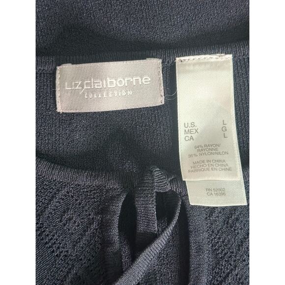 Liz Claiborne navy 3/4 sleeves knit sweater size Large - Picture 3 of 14